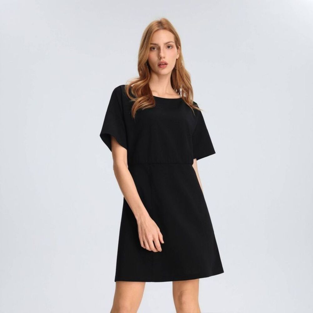 A New Day - Women's Short Sleeve Mini A-Line Dress - A New Day Black
